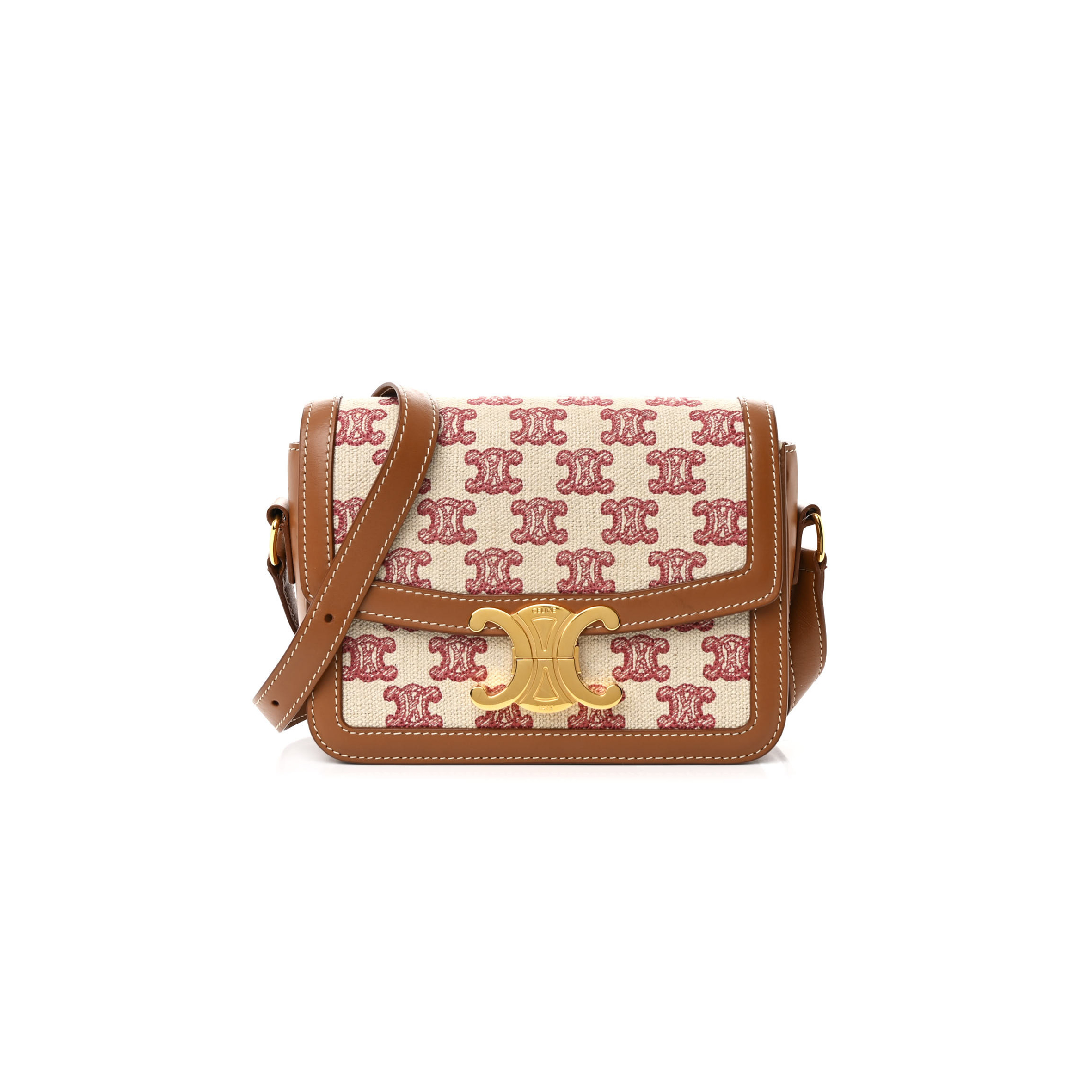 Ce**e small classique triomphe bag in fabric and calfskin 188882dba.38nu (18.5*14*6cm)